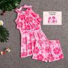 New Girls' Fish Scale Gradient One-Piece Swimsuit with Skirt for Children
