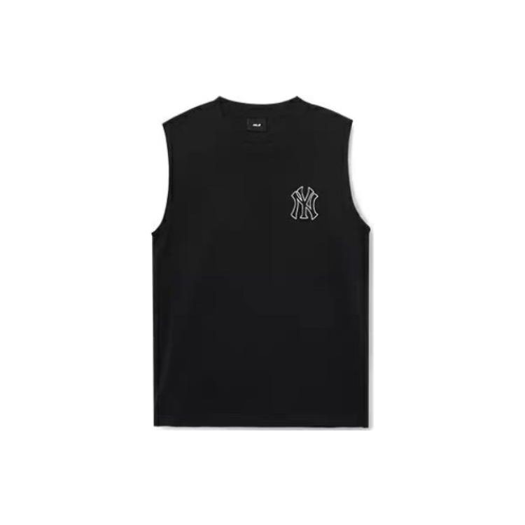MLB New York Yankees Play Pixel Corte Amplio Liso Estampado de Logo Cuello Redondo Casual Deportivo Sin Mangas Chaleco Unisex Chalecos Negro 3ATKB0533-50BKS S gray