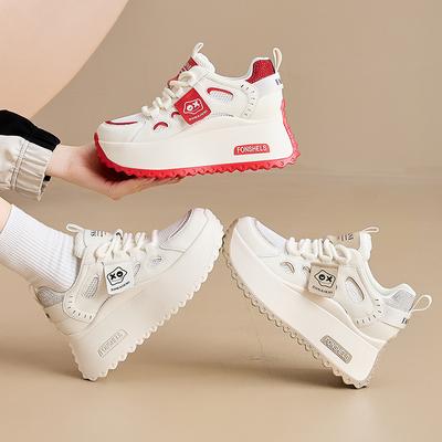 Bequeme Atmungsaktive Versteckter Absatz Blockflats Skate Board Plateau Keil Sneaker Vulkanisierte Klobige Schuhe