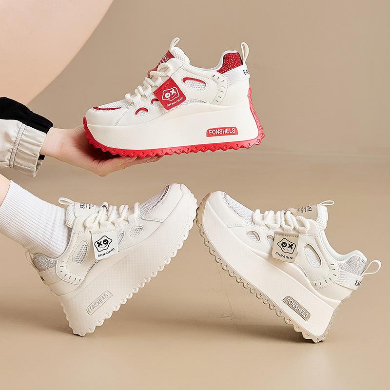 Comfy Breathable Hidden Heel Block Flats Skate Board Platform Wedge Sneakers Vulcanized Chunky Shoes