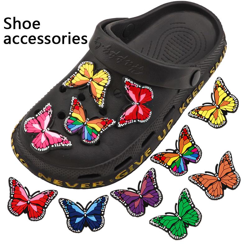 New 1PCS Butterfly Shoe Charms Summer Shoes Decorations Jeans for Girl Boy Designer Women Shoes Accessories for Shoes Charm Pins