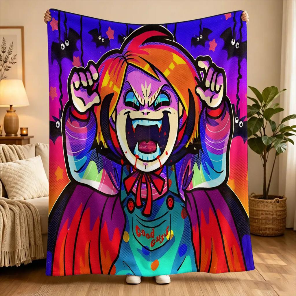 Play Chucky Slasher 1988 Warm Blanket  Picnic Plush Throw Blanket Fluffy Living Room Flannel Bedspread Sofa Bed Cover