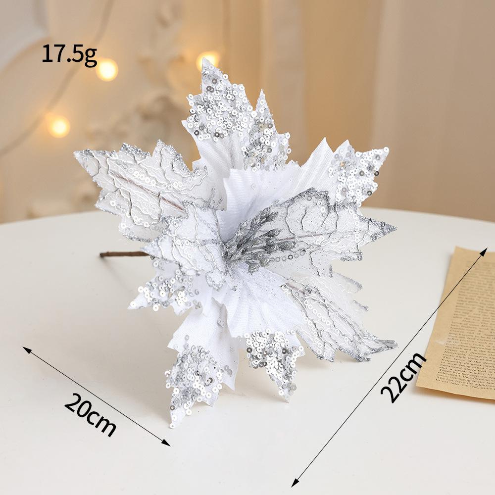 Christmas flower gold simulation Christmas tree decoration flower 20cm sequined flannel home decoration