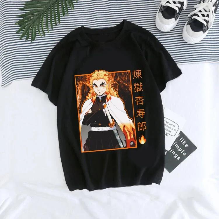 Tanjirou Kamado Kaus Wanita Kimetsu Kaus Wanito Printed Harajuku T-shirt Women's T-Shirt Kaus Grafis Anime Demon Slayer Uniseks