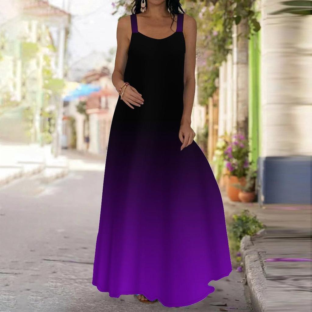 Women's Slip Dress Maxi Long Dress Gradient Blending Print Dress Spring & Summer Leisure Vacation
