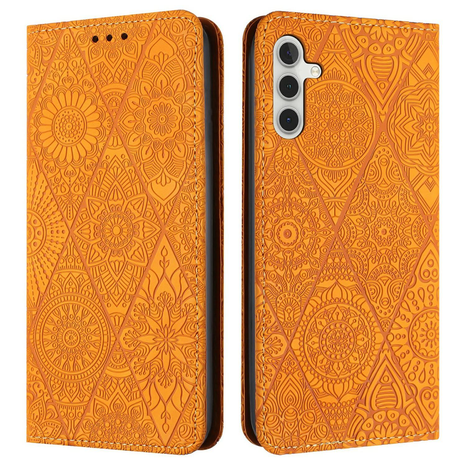 

Чехол для Samsung Galaxy A26 5G/A16 5G/A16 4G с тисненым цветком, кошелек-подставка, кожаная обложка для телефона Yellow