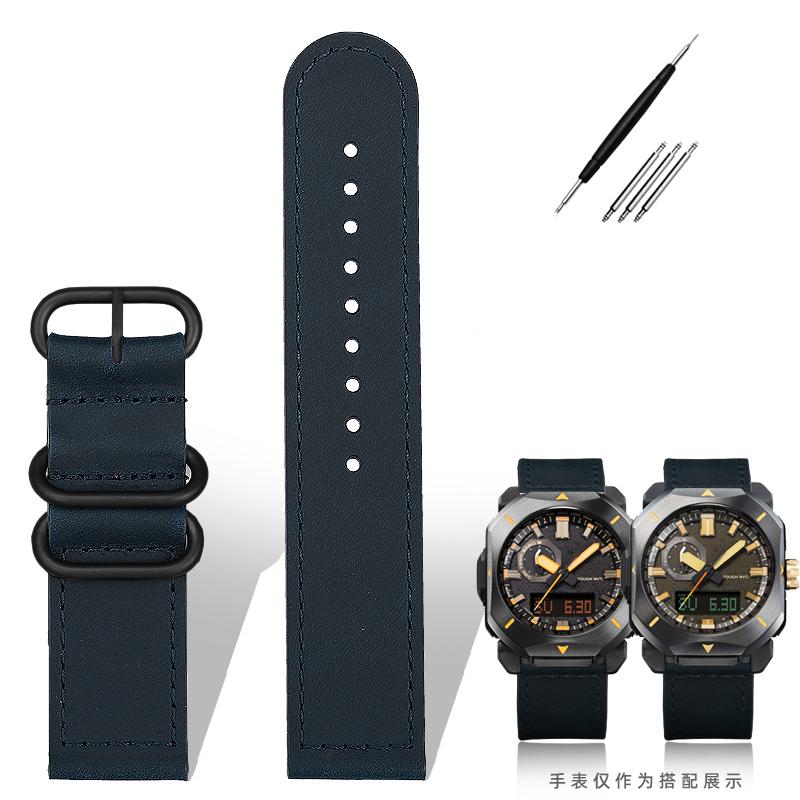 Für Casio Uhrenarmband PRW6900Y/6800 Lederarmband PRW-60Y/50Y Retro Vintage Rindsleder Armband Uhrenarmband Schwarz Braun 23mm