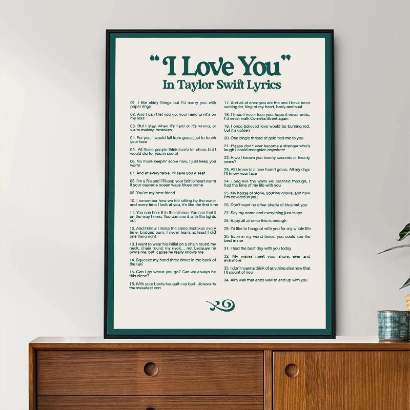 I Love You In Taylor-Swifts Lyrics Way Posters Retro Singer Music Quotes Canvas Painting and Picture Bedroom Wall Art Home Decor