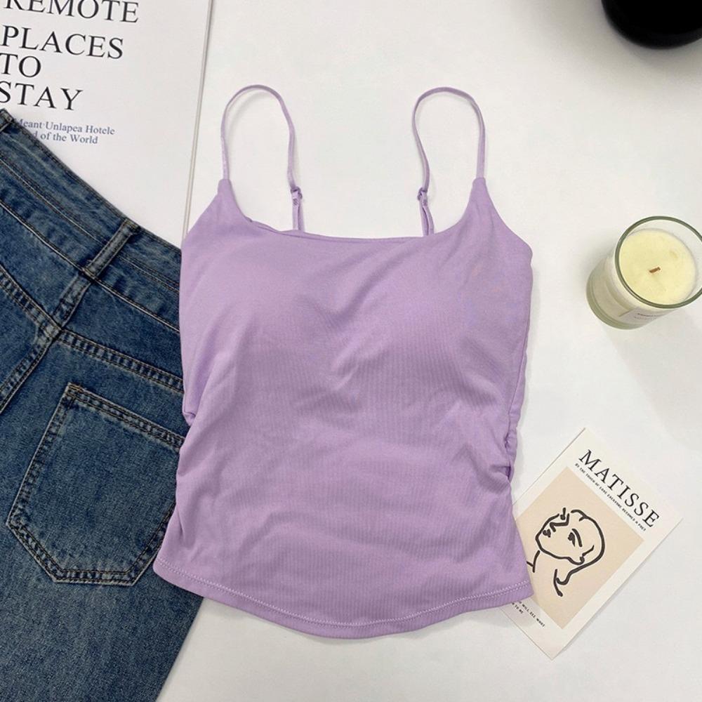 Chest Pad Tank Top  Halter Crop Tops Women Summer Camis Backless Camisole Fashion Tube Lady Sleeveless Cropped Vest