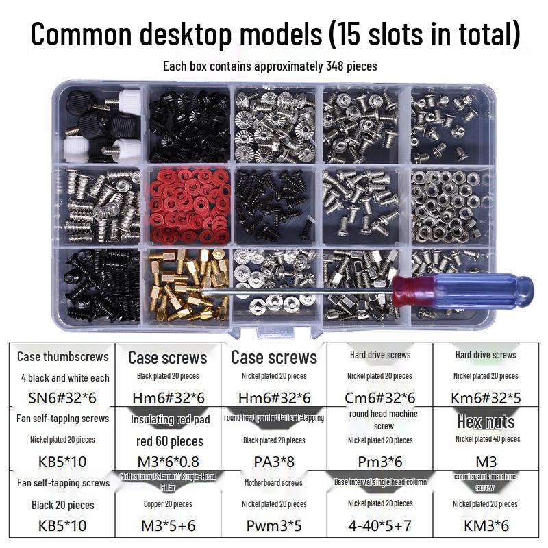 Laptop & Desktop Repair Screw Set for Motherboard, Chassis, Hard Drive, and Back Cover Accessories.