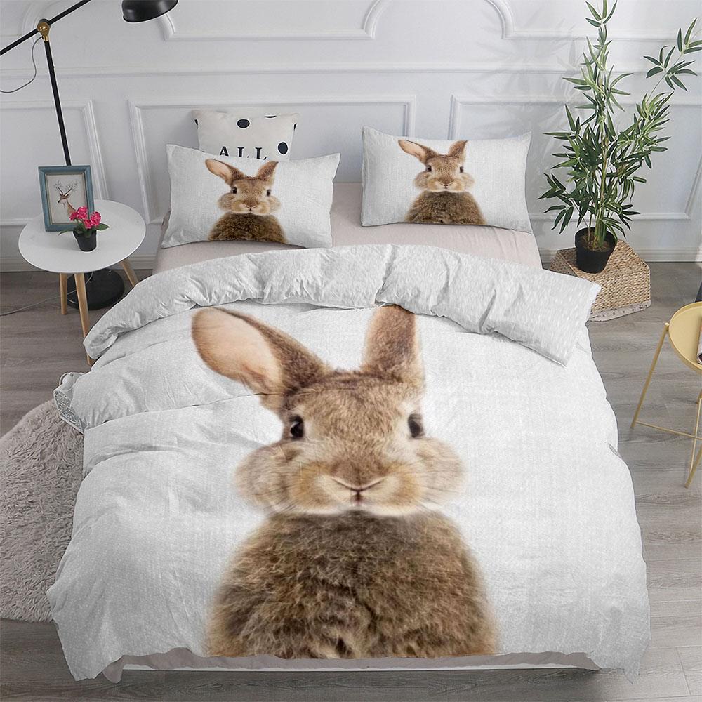 Zestaw pościeli w stylu vintage z królikiem wielkanocnym King Queen Double Full Twin Single Size