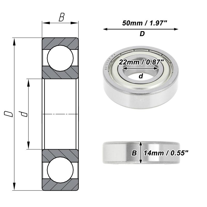 Motoforti 62/22ZZ Deep Groove Ball Bearings 22x50x14mm P4 Double Metal Seal Lubricated Bearings Car Scooter Skateboard Wheel