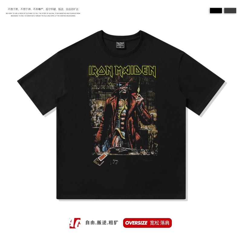 2025 Europe and The United States High Street American Heavy Metal Rock Short Sleeve T-shirt Men and Women Bf Half-sleeve Top