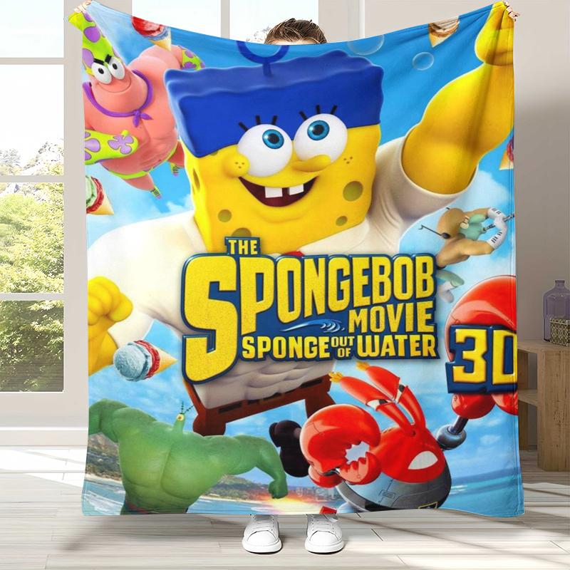 Funny S-SpongeBob Patrick Star Cartoon Flannel Blanket,Ultra Soft Warm Plush Throw for Home Bedroom Bed Sofa Cover Camping gift