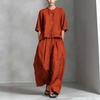 Completo Due Pezzi Donna Primavera/Estate Nuovo Casual Cotone Lino Camicia Pantaloni Larghi