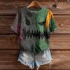 Women's Cute Sweater Knitted Fashion Casual Round-neck Short-sleeved  Cozy Print Top