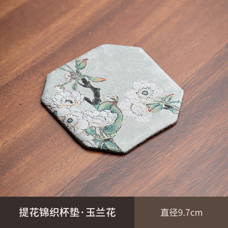 Chinese Brocade Teacup Holder Coaster Cloth Cotton Linen Pot Tea Mat Table Insulation Kung Fu Tea Ceremony Teaware Accessories