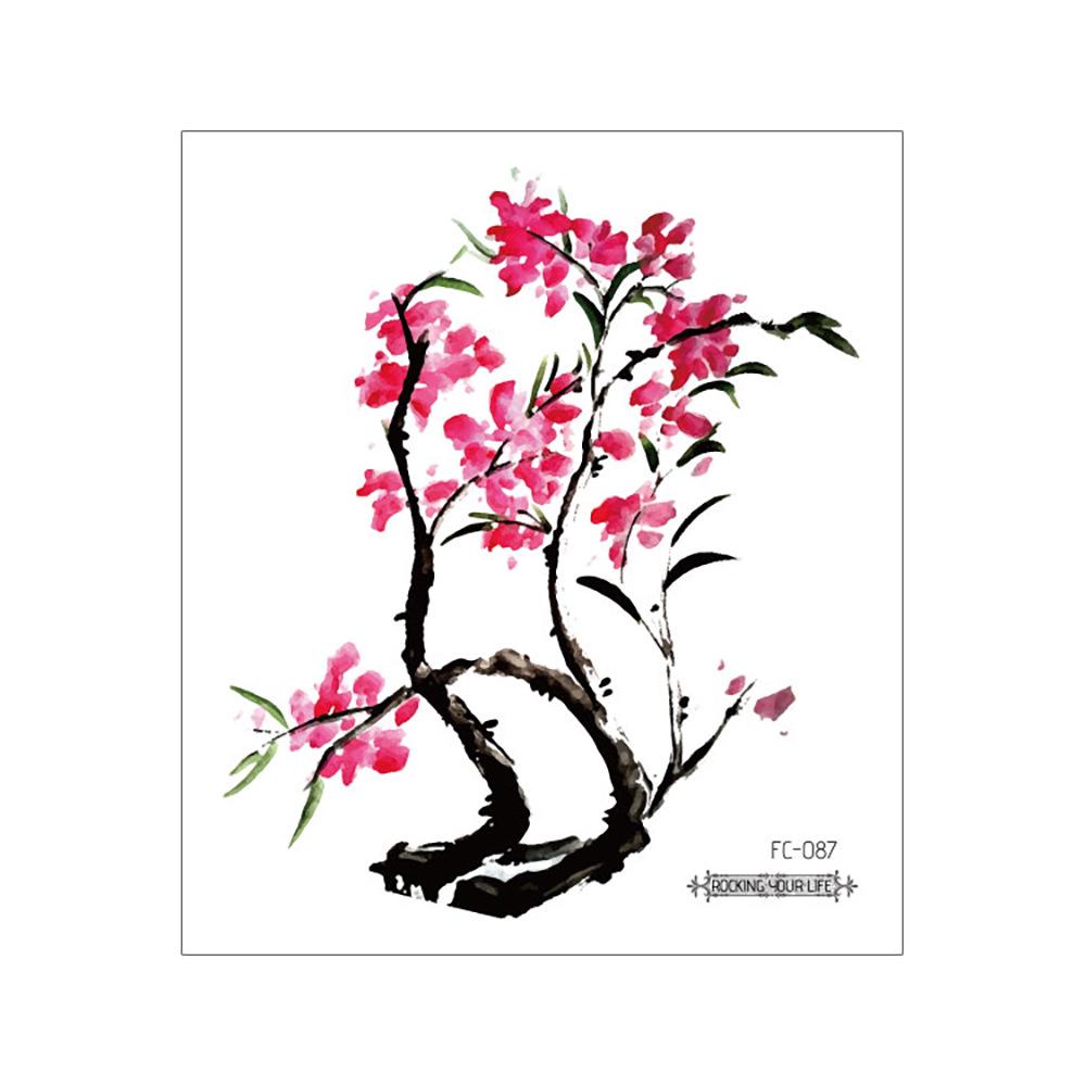 Waterproof Cherry Blossom Tattoo Sticker - Elegant Small Fresh Flower Design for Arm or Collarbone