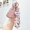 Car For Cadillac ATS CT6 CTS DTS XT5 Escalade ESV SRX STS XTS 28T ELR 4 5 Button Key Case Cover Fob Keychain Crystal Pink TPU