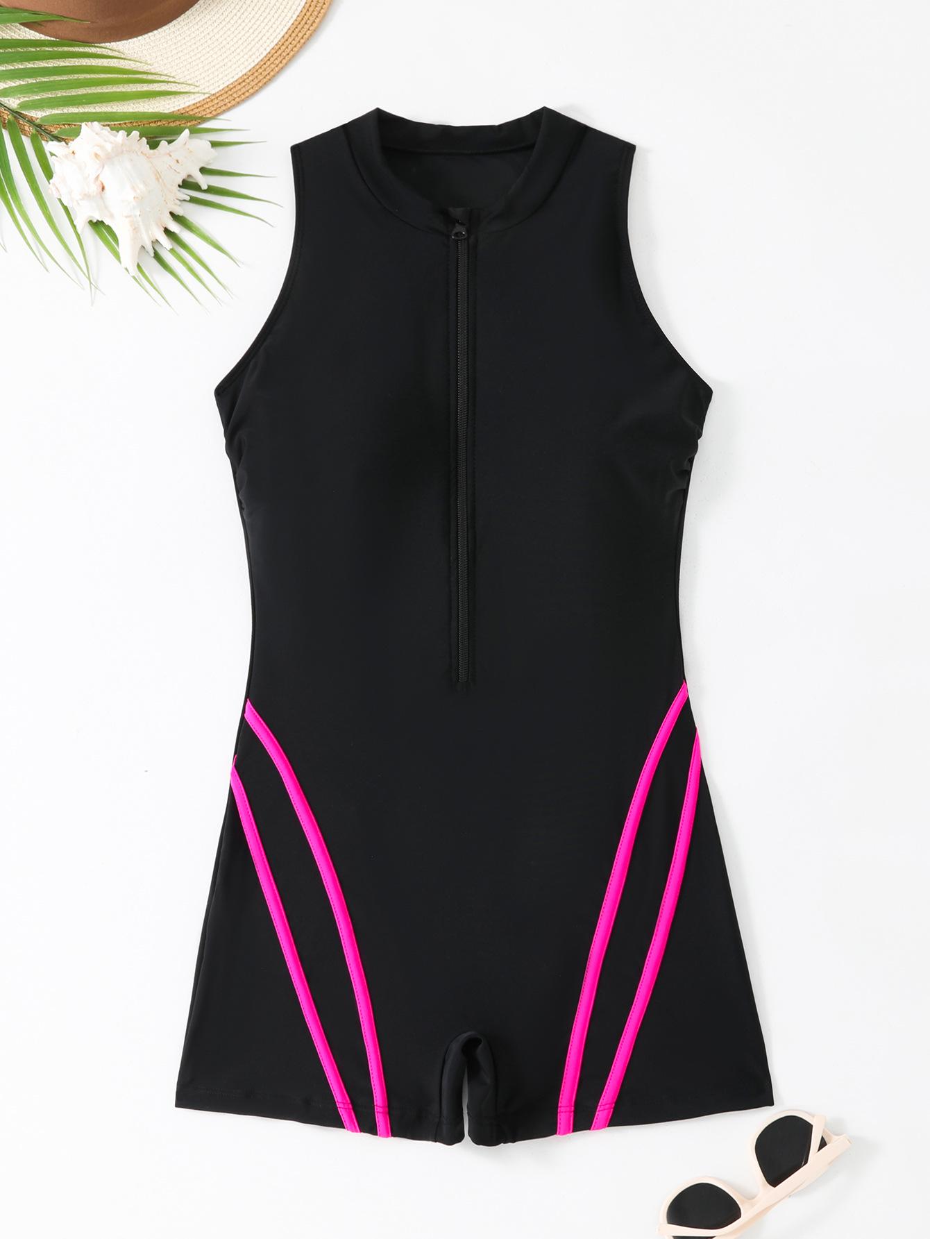 

2025 Plus Size Women s European & American Surfing One-Piece Zipper Swimsuit 4XL