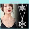 Stylish Long Titanium Steel Snowflake Pendant Necklace For Autumn Winter Fashion
