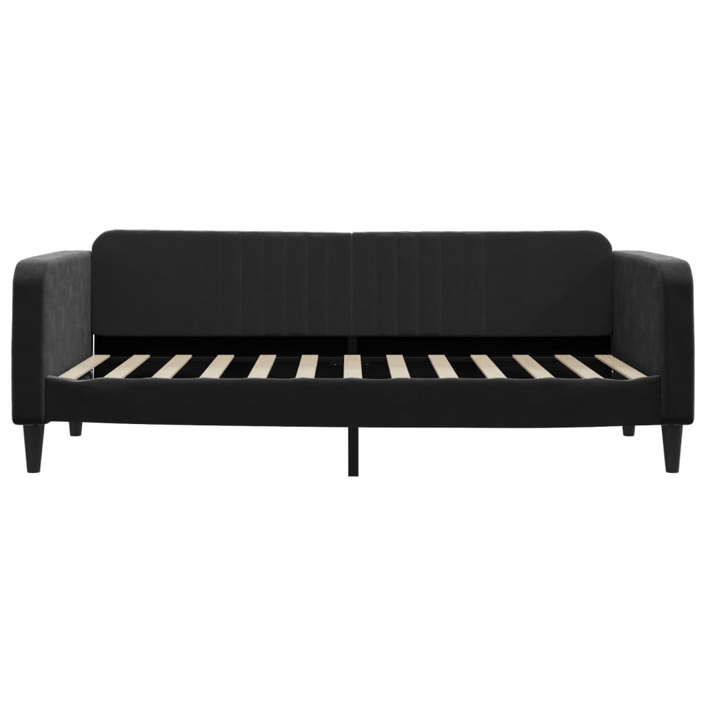 Vidaxl Sofa Z Materacem Do Spania, Czarna, 90X200 Cm, Aksamit