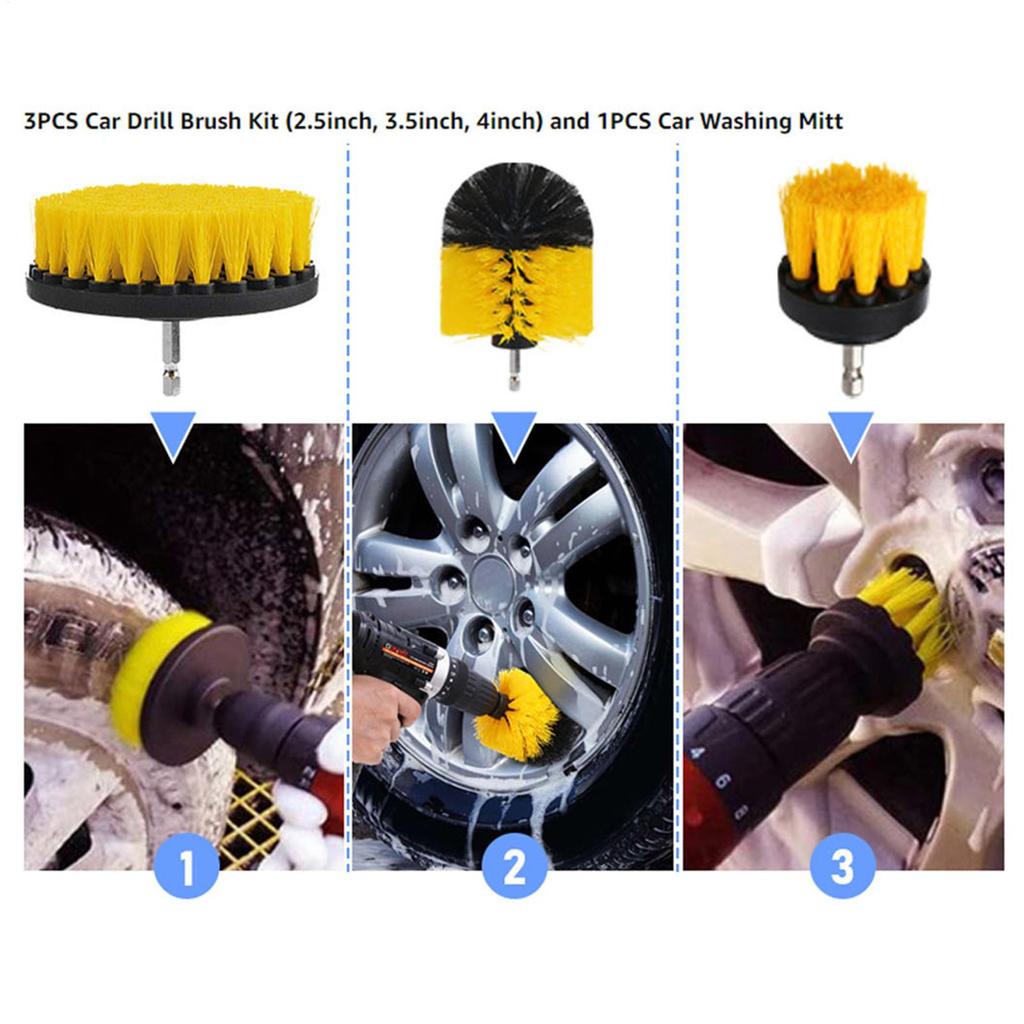 Car Washing Brush Kit 30 Pieces Auto Care Polishing Scrub Pads Sponge Auto Detailing Drill Brush Set For Truck Vehicle SUV Sedan
