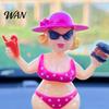 Solar Powered Car Toy Dashboard Decoration, Cute Beach Girl Swing ABS Plastic Decoration Ornament, Couple Style Dancing Figure for Vehicle Interior