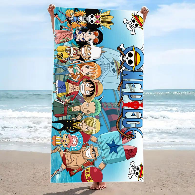 Pirate Anime Print Beach Towel, Large Soft Quick Dry Towel for Beach Camping Swimming