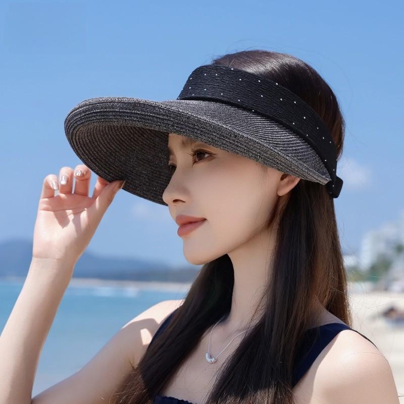 Summer Straw Hat With Wide Brim And Breathable Polyester For Outdoor Sun Protection