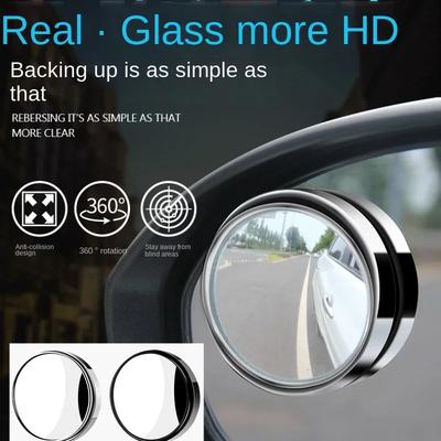 Car Blind Spot Rearview Mirror 360-degree Rotating Push-type Auto Rearview Small Round Mirrors Reversing Auxiliary Mirror