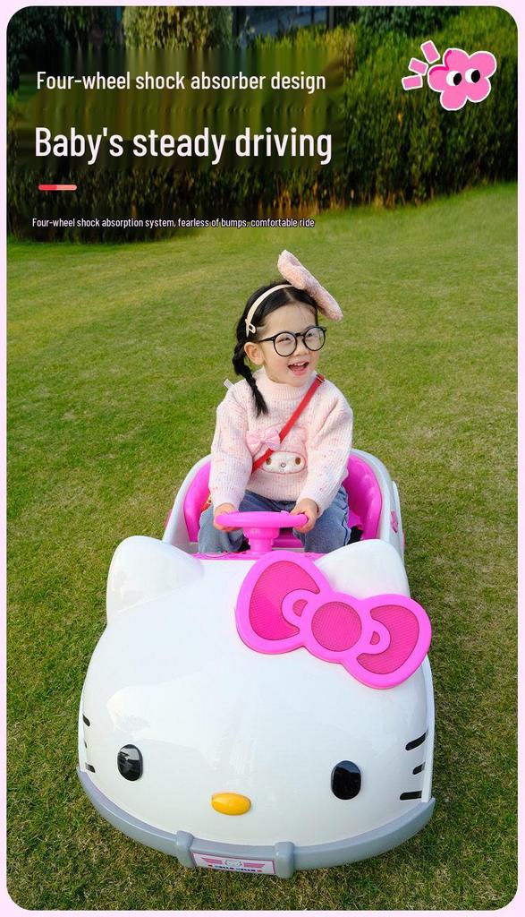 Hello Kitty Children's Electric Four-Wheel Ride-On Car with Remote Control