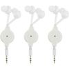 Mikikit Retractable Earbuds, 3pcs Wired Retractable Earphone Stereo in-Ear Earbuds 3.5mm Jack Earphones Retractable Wired Headphones for Cell Phones
