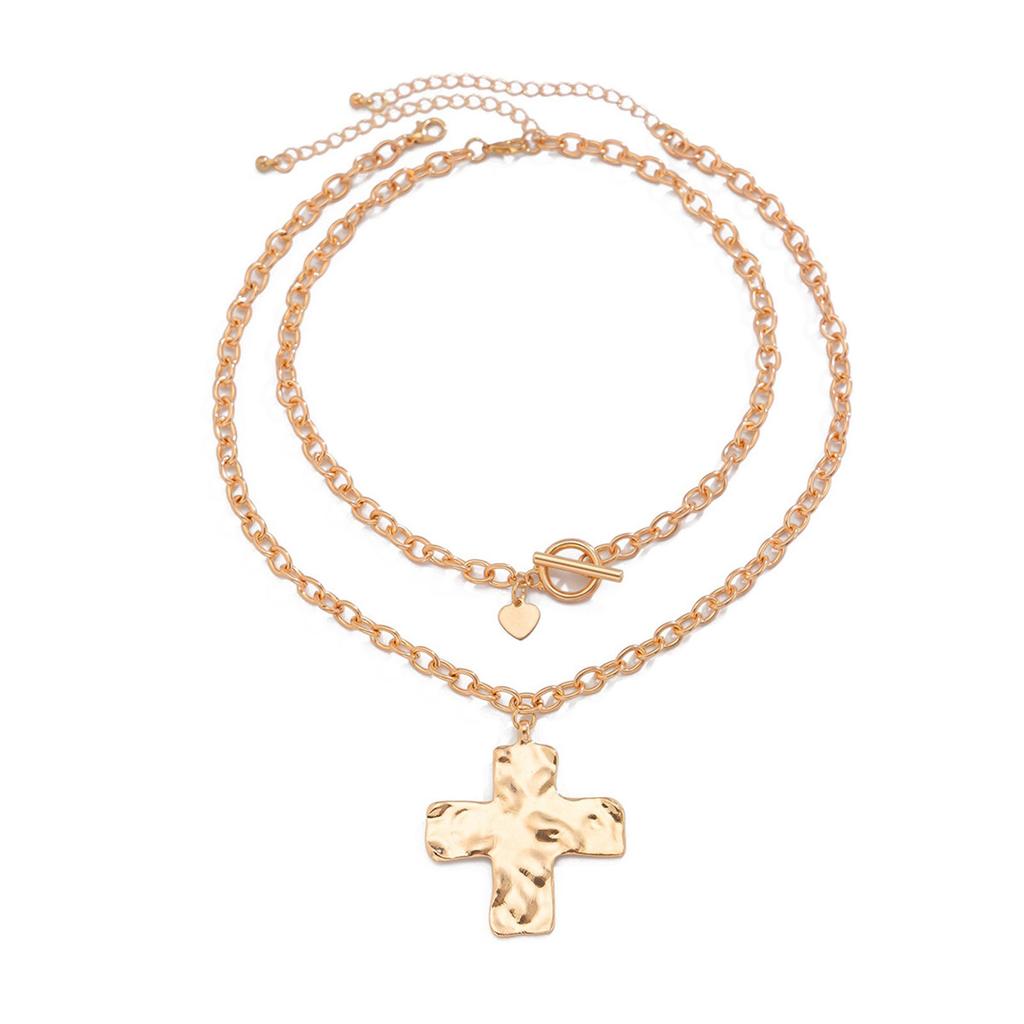 Eleagnt Hammered Crosses Necklace Stylish Chunky Crosses Necklace in Hammered Designs Women's Neck Chain Jewelry
