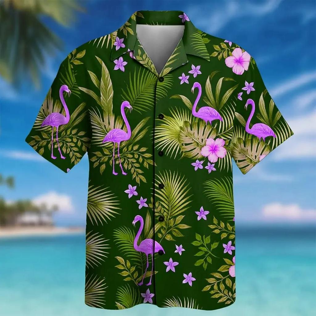 Men's Trendy Artistic Floral Print Short Sleeve Shirt, Casual Vacation Style Lapel Button-down Top, Perfect for Daily Outings & Beach Wear