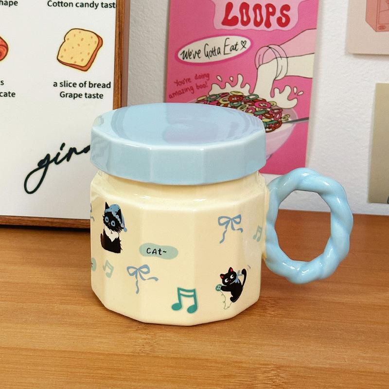 Birthday Gift Cup for Women Mug with Lid Creative Cartoon Ceramic Cup Souvenir Home Water Cup Coffee Cup Men