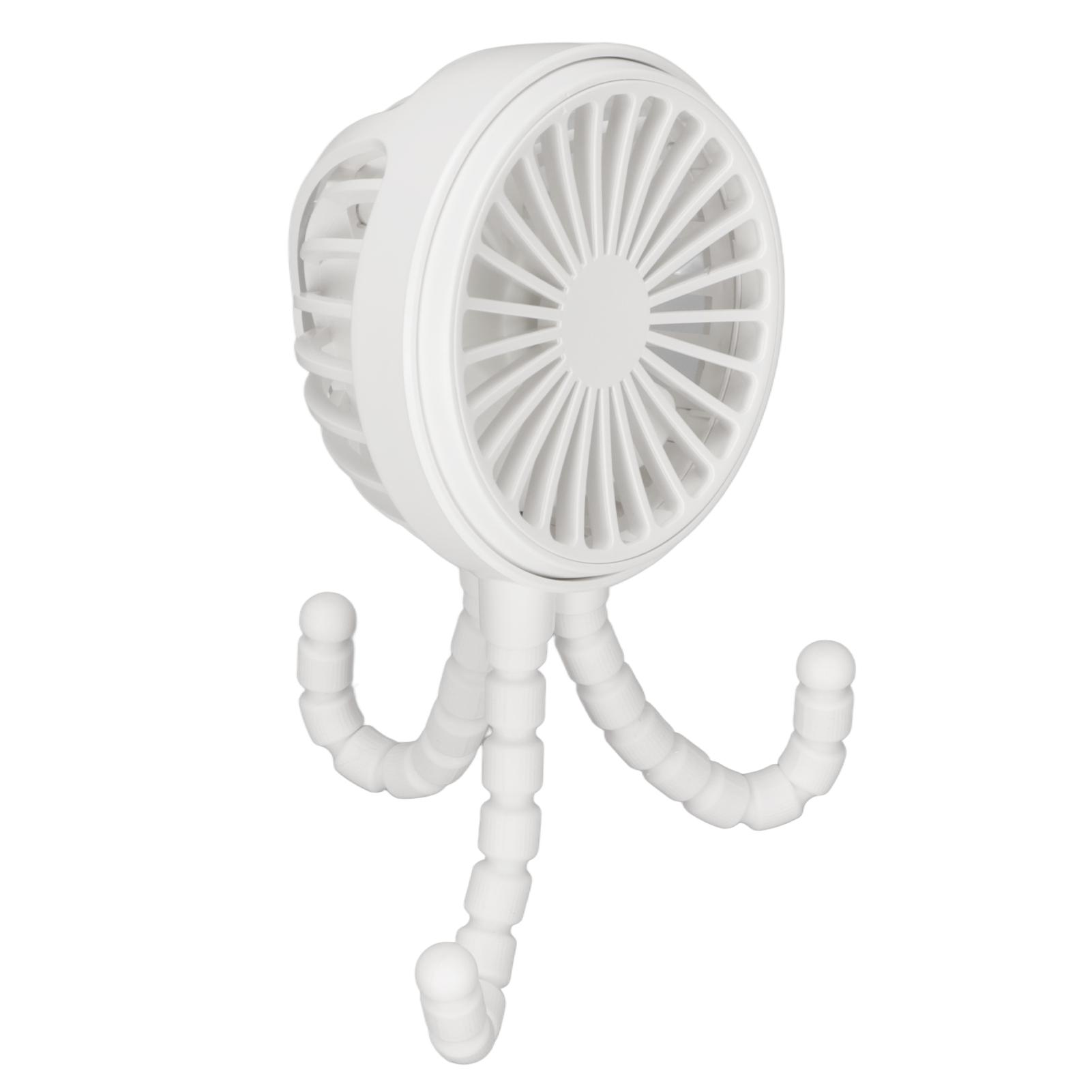 

Mini Portable Fan 3 Speed 360 degrees Rotatable Rechargeable Desktop Fan with Flexible Tripod for Office білий