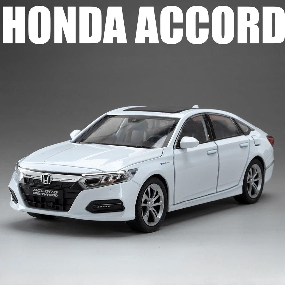 1:24 HONDA ACCORD GTR-R34 Cars Model Toys Alloy Diecast Vehice 6 Door Opened Sound Light Pull Back Toy Children's Birthday Gifts