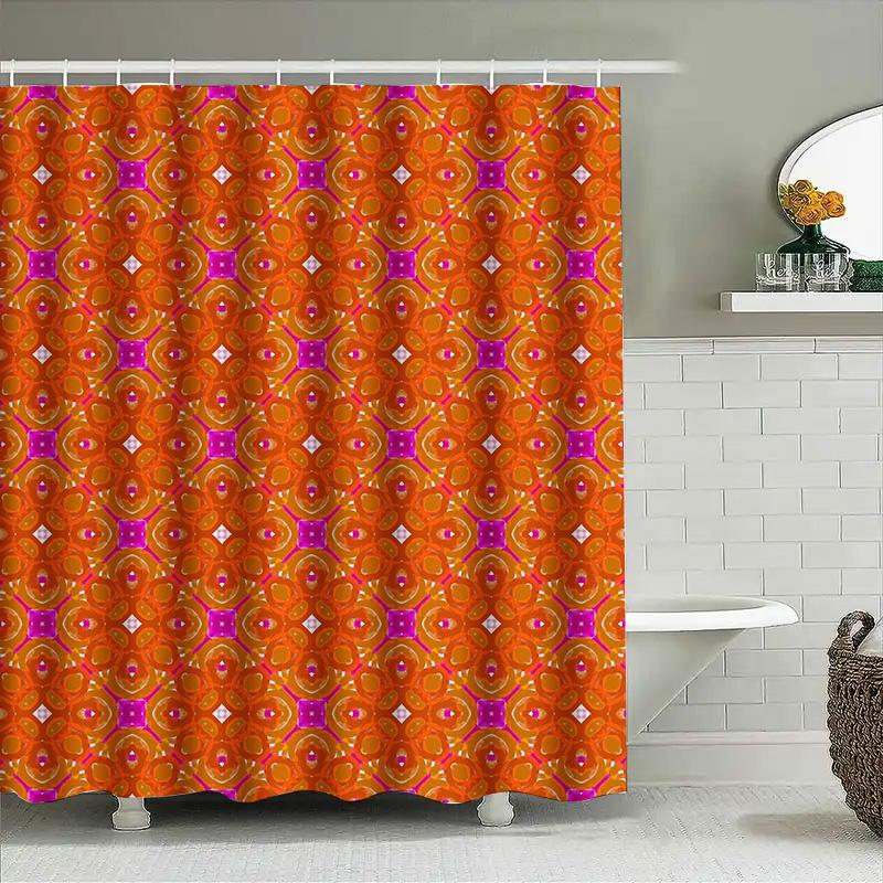 

Bright Orange Pink Print Shower Curtain Waterproof Polyester Washroom Decor 72 X72 (Set) W60H190(CM)-1 Pcs