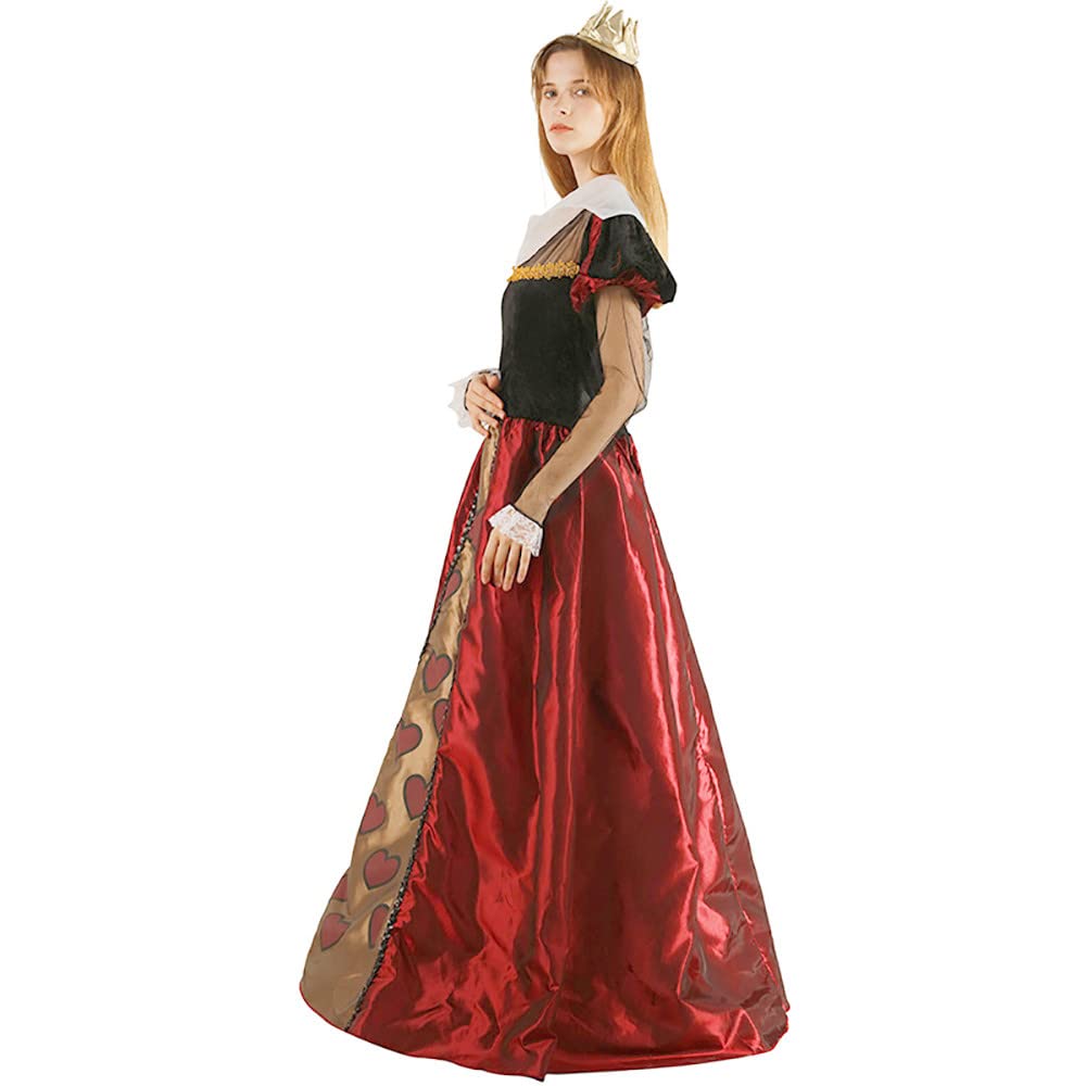 [SCLYX] Alice in Wonderland Cosplay - Queen of Hearts Costume for Women - Authentic Queen of Hearts Dress, Long Sleeved, Alice in Wonderland Cosplay C
