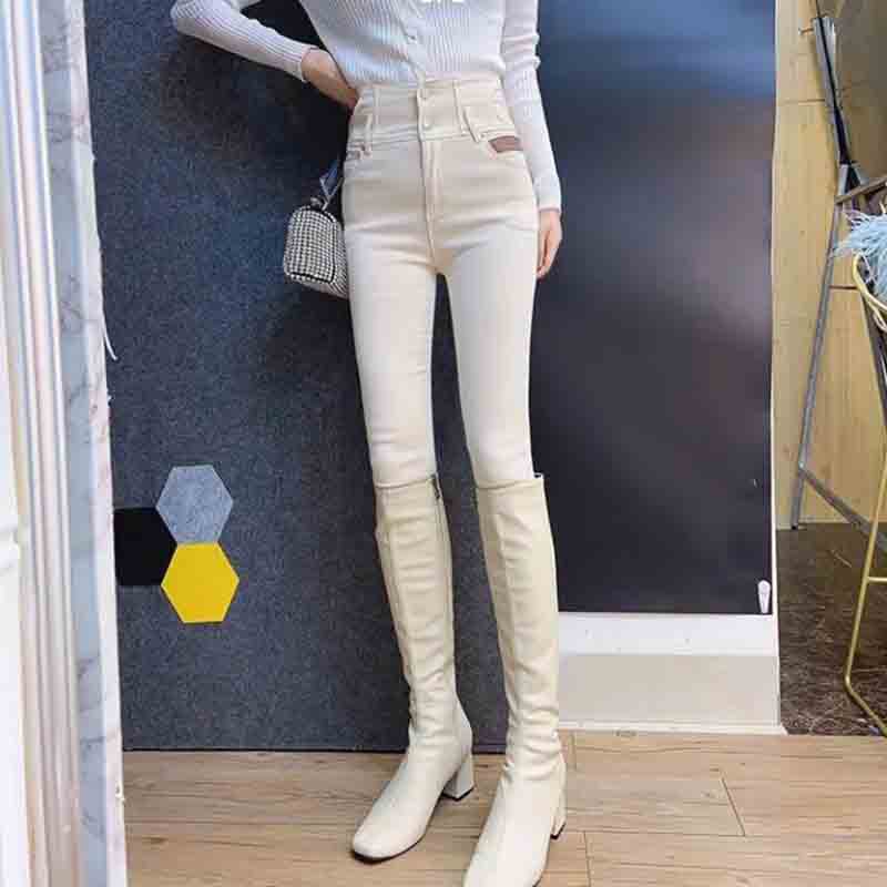Autunno e Inverno Beige Vita alta e Leggings di velluto Donna Aderente e  Sottile Coreano Etichetta Matita Piedi Pantaloni Stivali acquista in modo  economico — spedizione gratuita, recensioni reali con foto — Joom