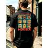 Men'S Mordecai Cartoon Monster Faces T-Shirt Retro Graphic Tee Black Crewneck