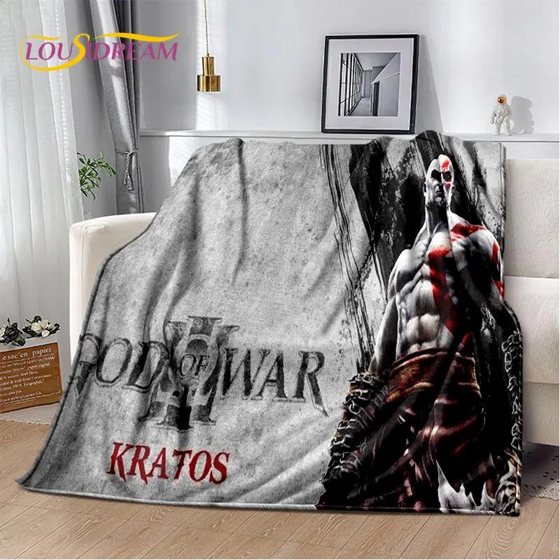 God of War Oyunu Oyuncular Kratos Yumuşak Peluş Battaniye, Flanel Battaniye Oturma Odası Yatak Odası Yatak Kanepe Piknik Örtüsü Çocuk için