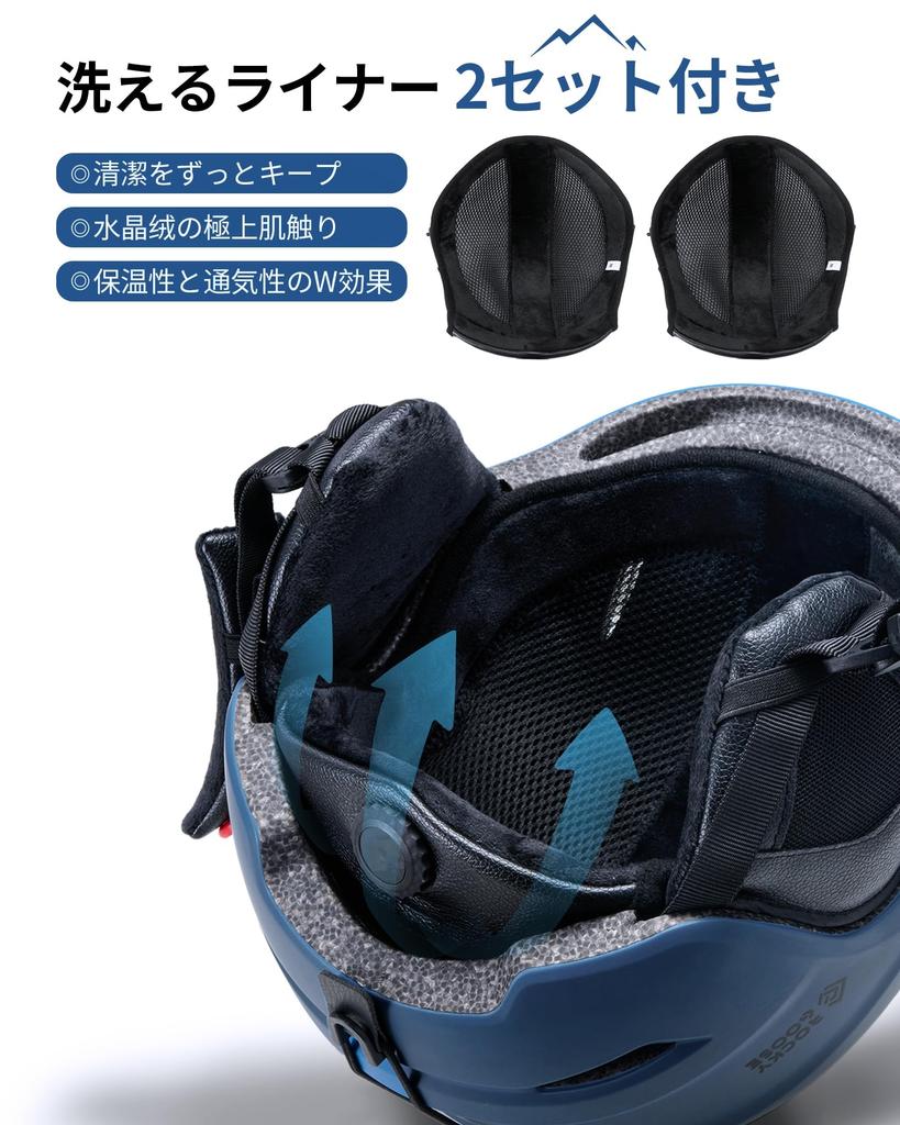 CE Marked Ski Snowboard Asian and Includes 2 Glasses Size L Navy Blue Ultra-Lightweight Helmet, Helmet, Fit, Men's, Kids, Adults, Parents,