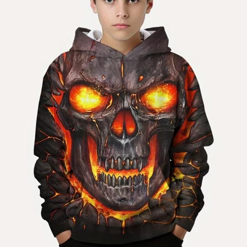 Stylish Lion 3D Printing Boys Casual Pullover Long Sleeve Hoodies Sweatshirt For Spring Fall Kids Hoodies Tops Outdoor Clothing