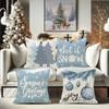Blaue Weihnachts-Kissenbezüge: Lass es schneien, Weihnachtsgrüße und fröhliche Dekoration Sofas, Schlafzimmerkissenbezüge, Weihnachtsgeschenke