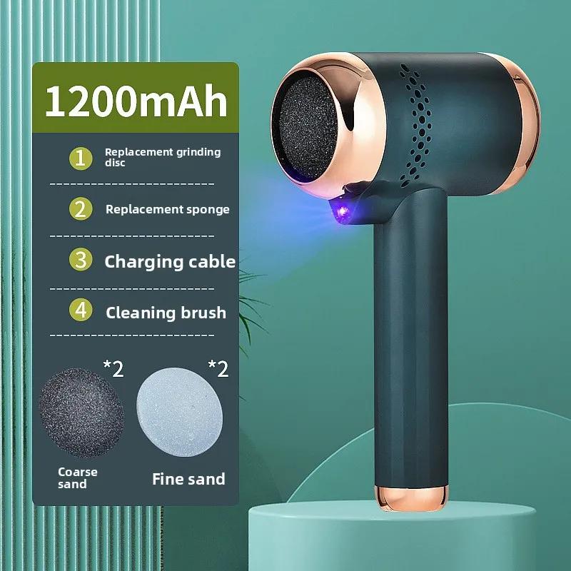 

Rechargeable Foot Care Equipment Power Files with Dust Protectors for Heel Smoothing Portable Design for Soft Skin Refinement зелёный