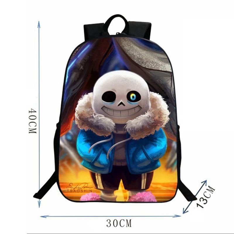 Undertale Sans 16 Inch Children Backpack With Durable Polyester Material And Adjustable Padded Shoulder Straps