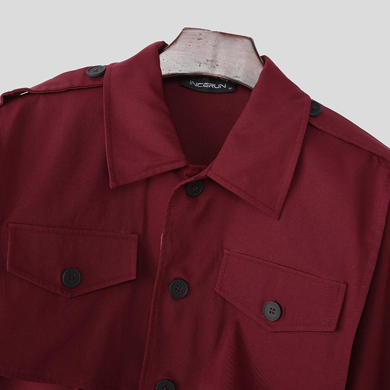 INCERUN Spring Autumn Men Lapel Neck Irregular High Low Cloaks Coats Cape