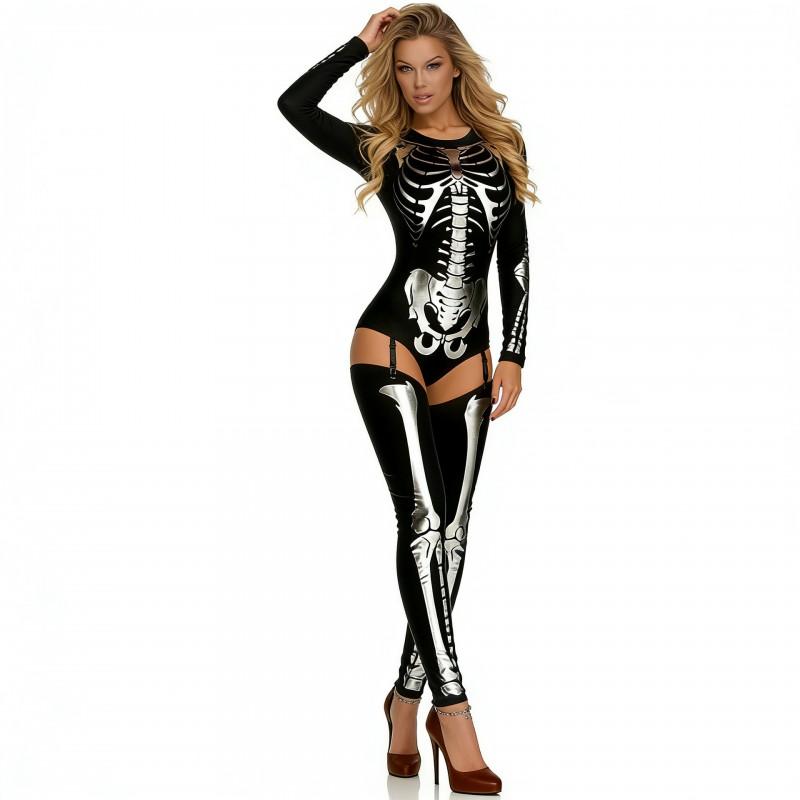 Halloween Skeleton Bodysuit Women Cosplay Party Costume SexySexySexySexy Carnival